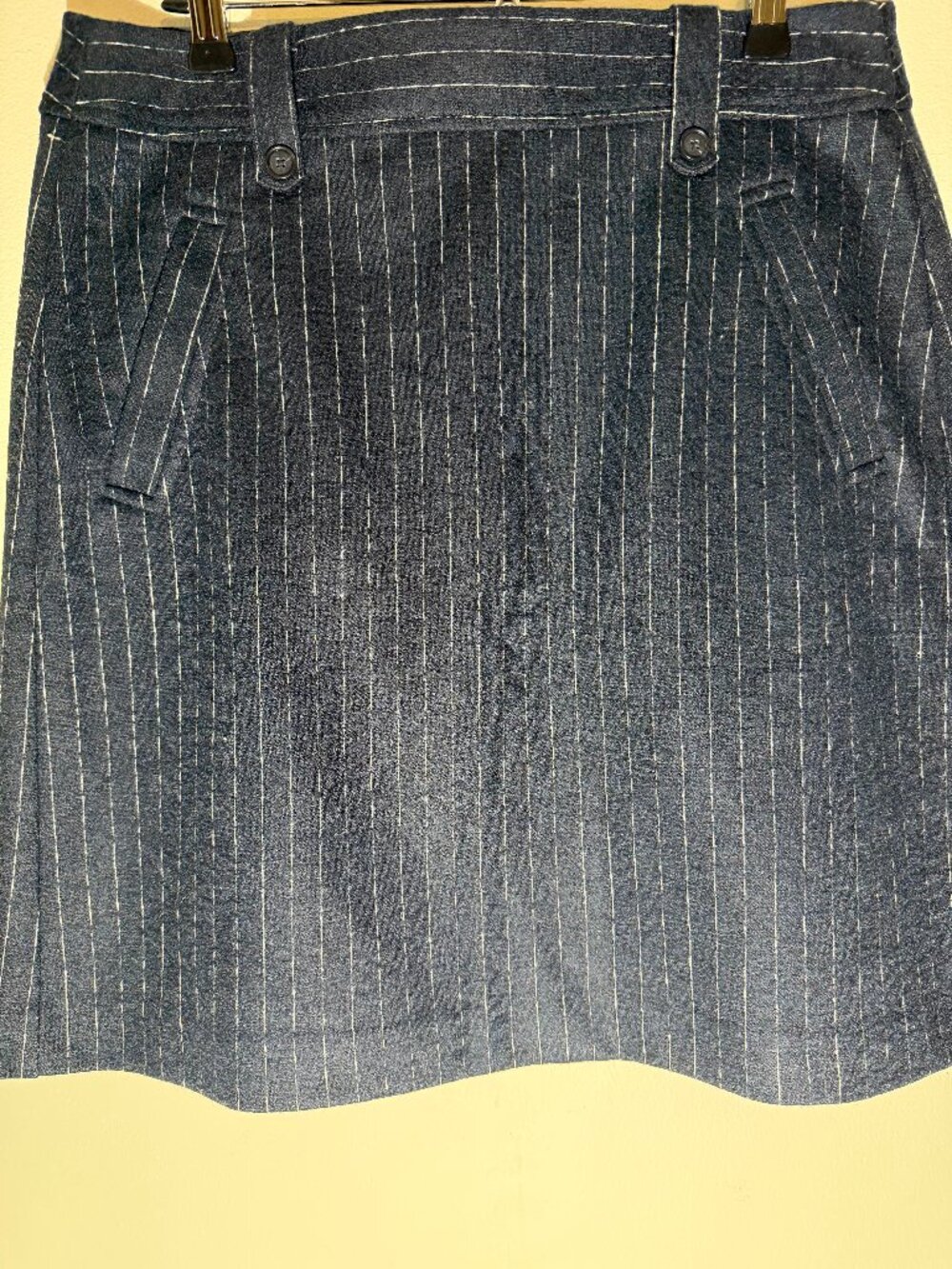 LOFT Navy Blue Wool Blend Pinstripe A-Line Mini Skirt | Size 10
